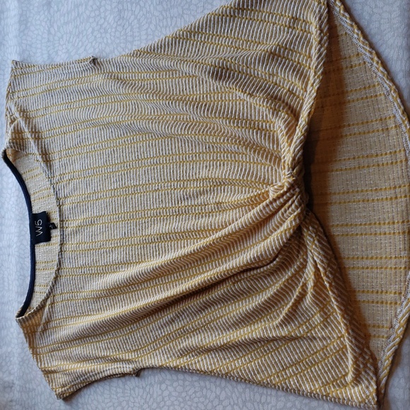 Anthropologie W5 Yellow & White Twist Front Striped Top Size S - Picture 4 of 10
